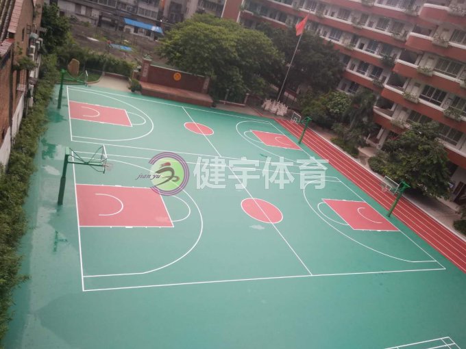 深圳市龍崗區(qū)平崗中學(xué)PVC塑膠球場(chǎng)施工案例